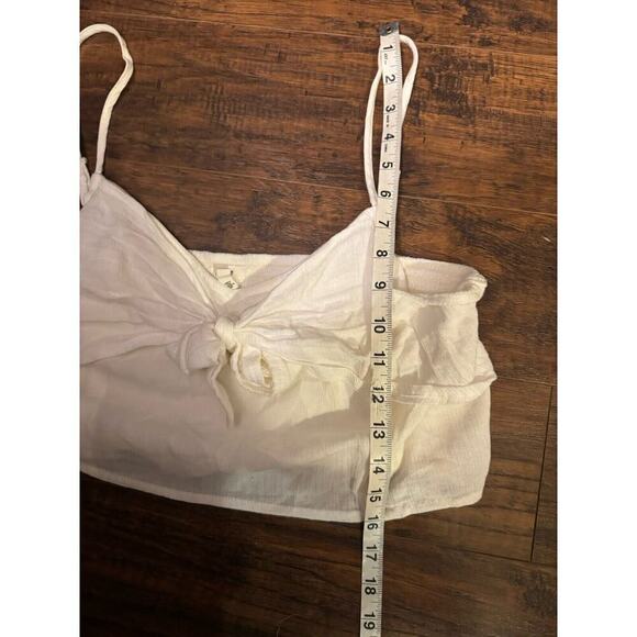 AERIE White Tie Front Cropped Tank Size XL - Picture 3 of 5